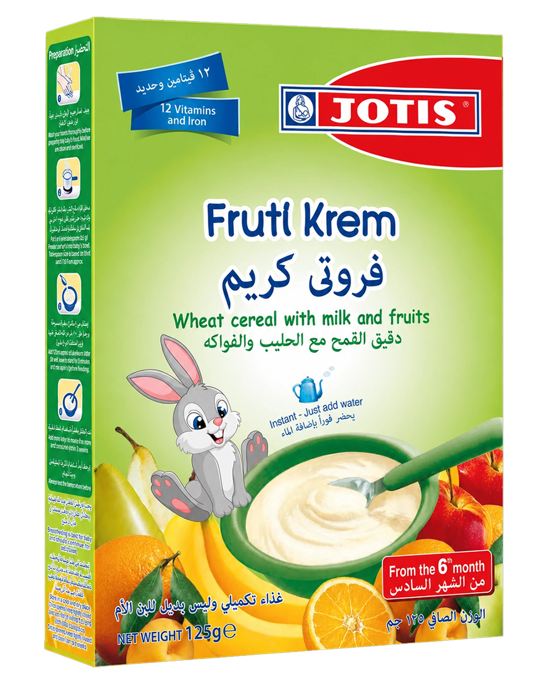 Jotis Fruti Krem 125g - Instant Greek baby cereal with wheat, milk and fruits